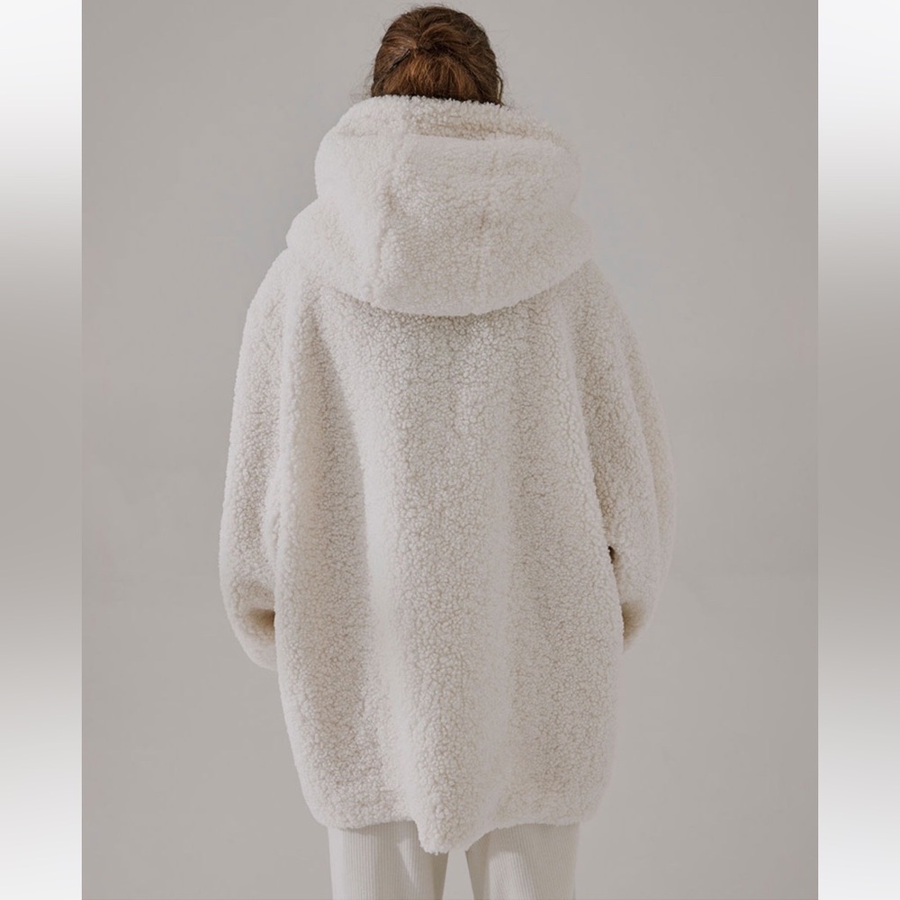 🎯NWOT Nap Pouch Pocket Fleece Hoodie Ivory Size Small - Picture 3 of 15